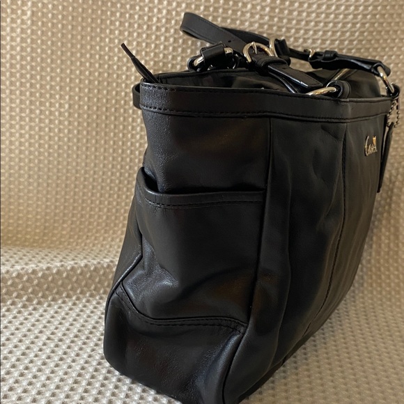 Coach Gallery East West Black Leather Zipper Tote bag purse - Picture 3 of 16